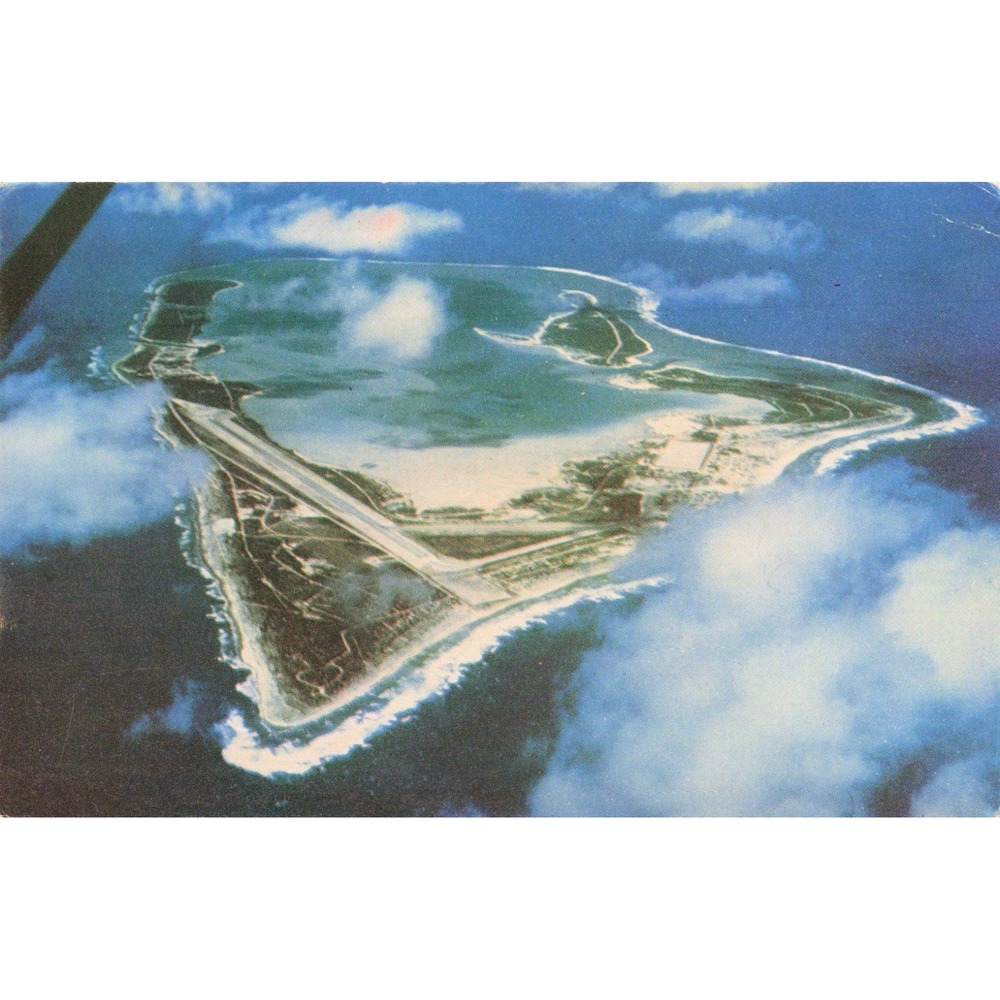 Vintage Aerial View of Wake Island Postcard Pacific Ocean Airfield Chrome VG+ - Picture 1 of 2